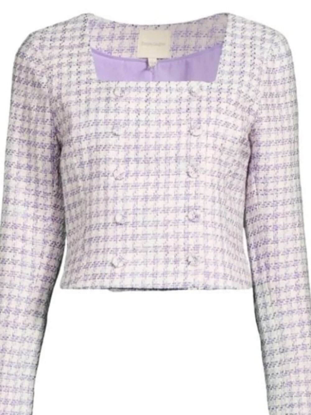 Favorite Daughter Blazer Dasha Tweed Jacket Top Lavender White 8 Houndstooth